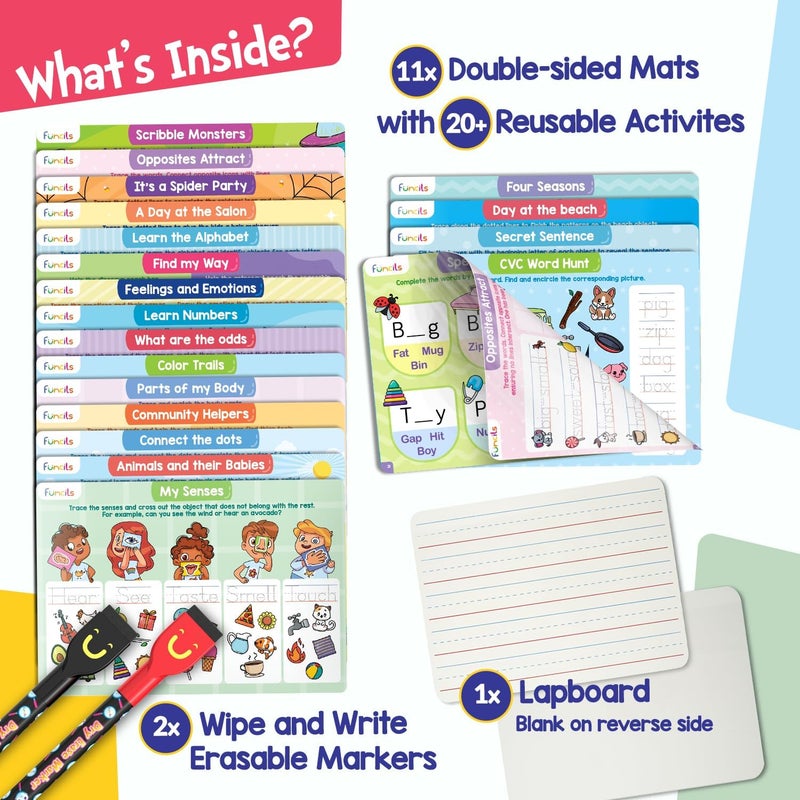 Funcils Learn to Write for Kids - Educational Toys & Games, Preschool & Kindergarten Learning Activities, Writing Practice Book, Birthday Gifts for Girls and Boys for Ages 3, 4, 5, 6 Year Old - Image 2